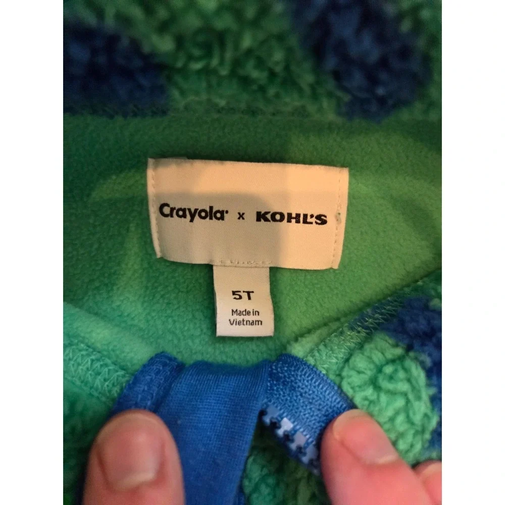 Crayola x Kohl's Full-Zip High Pile Fleece Jacket Green Blue Kids Boys 5T